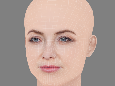 Голова Кейт Хадсон - без волосся - низькополігональна голова для гри 3D Модель