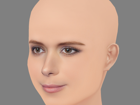 Kate Mara Head - Sin pelo - Cabeza de baja poli para juego Modelo 3D
