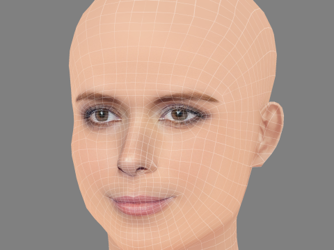 Kate Mara Head - Sin pelo - Cabeza de baja poli para juego Modelo 3D