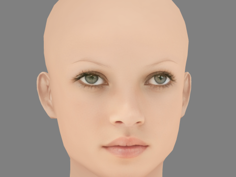 Kate Moss Head - Sin pelo - Cabeza de baja poli para juego Modelo 3D