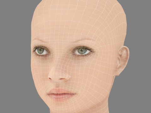 Kate Moss Head - Sin pelo - Cabeza de baja poli para juego Modelo 3D