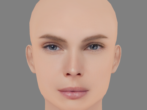 केट नौटा हेड - नो हेयर - गेम के लिए लो पॉली हेड 3D मॉडल