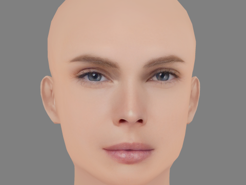 केट नौटा हेड - नो हेयर - गेम के लिए लो पॉली हेड 3D मॉडल