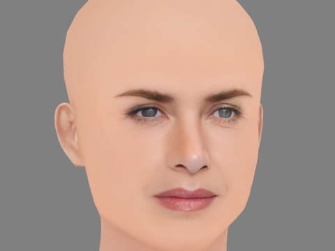 ケイト・ウィンスレット ヘッド - 髪なし - ゲーム用の低ポリヘッド 3Dモデル