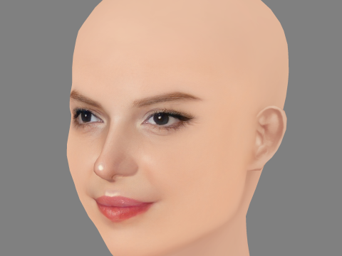 Голова Кетрін Хейгл - без волосся - низькополігональна голова для гри 3D Модель