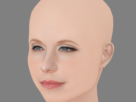 कैथरीन मॉरिस हेड - नो हेयर - गेम के लिए लो पॉली हेड 3D मॉडल