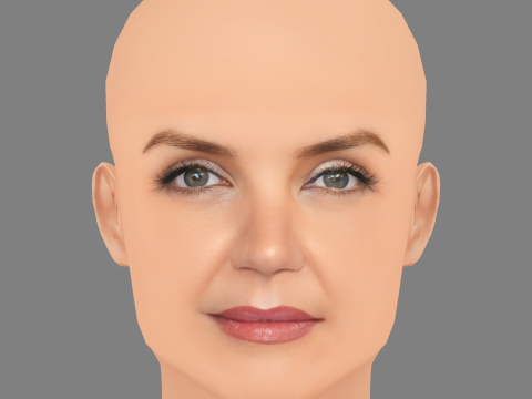 Katie Holmes Head - Sem cabelo - Cabeça baixa poli para jogo Modelo 3D
