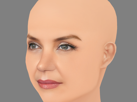 Katie Holmes Head - Sem cabelo - Cabeça baixa poli para jogo Modelo 3D