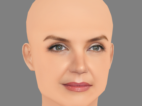 Katie Holmes Head - Sem cabelo - Cabeça baixa poli para jogo Modelo 3D