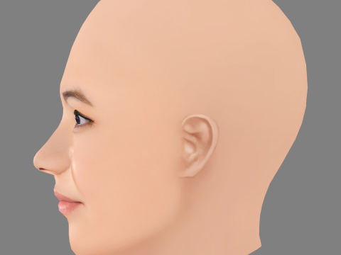 Katie Leung Head - 无头发 - 低聚游戏头 3D 模型