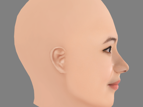 Katie Leung Head - 无头发 - 低聚游戏头 3D 模型