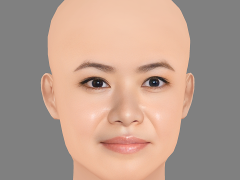 Katie Leung Head - 无头发 - 低聚游戏头 3D 模型