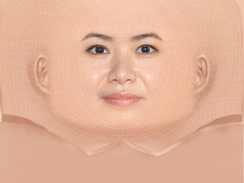 Katie Leung Head - 无头发 - 低聚游戏头 3D 模型