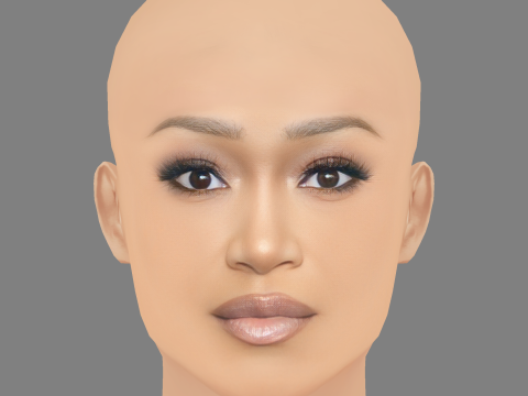 Keke Palmer Head - 无头发 - 低聚游戏头 3D 模型