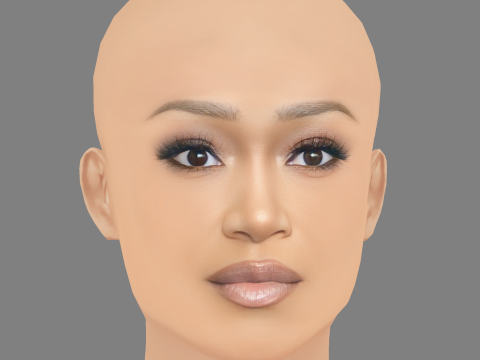 Keke Palmer Head - 无头发 - 低聚游戏头 3D 模型