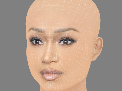 Keke Palmer Head - 无头发 - 低聚游戏头 3D 模型