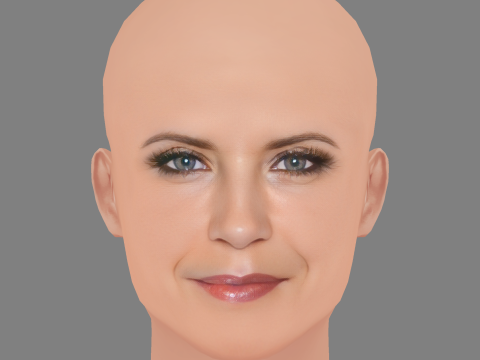 Kelly Preston Head - No Hair - Low poly head for game 3D Model
