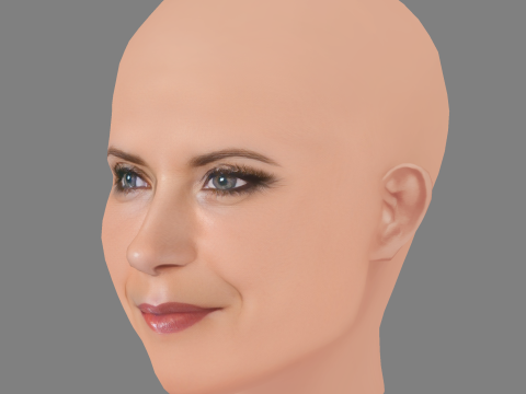 Kelly Preston Head - No Hair - Low poly head for game 3D Model