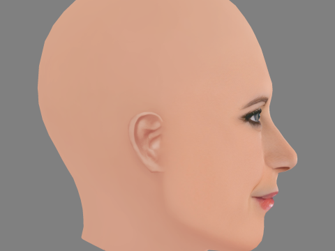 Kelly Preston Head - No Hair - Low poly head for game 3D Model