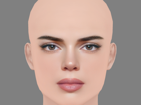 Голова Кендалл Дженнер - без волосся - низькополігональна голова для гри 3D Модель