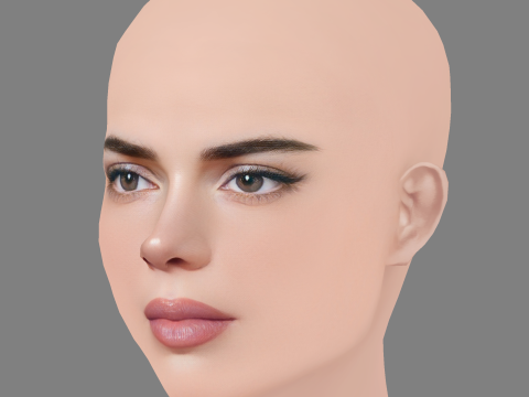 Голова Кендалл Дженнер - без волосся - низькополігональна голова для гри 3D Модель