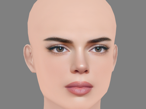 Голова Кендалл Дженнер - без волосся - низькополігональна голова для гри 3D Модель