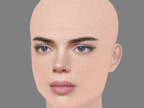 Голова Кендалл Дженнер - без волосся - низькополігональна голова для гри 3D Модель