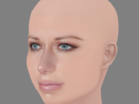 Kendra Wilkinson Head - 无头发 - 低聚游戏头 3D 模型