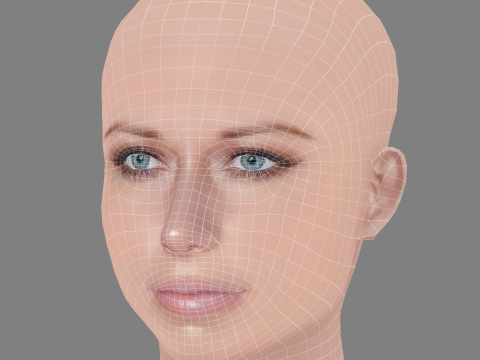Kendra Wilkinson Head - 无头发 - 低聚游戏头 3D 模型