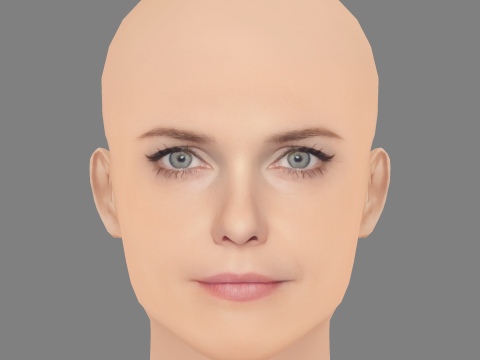 केरी रसेल हेड - नो हेयर - गेम के लिए लो पॉली हेड 3D मॉडल