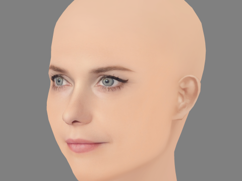 केरी रसेल हेड - नो हेयर - गेम के लिए लो पॉली हेड 3D मॉडल