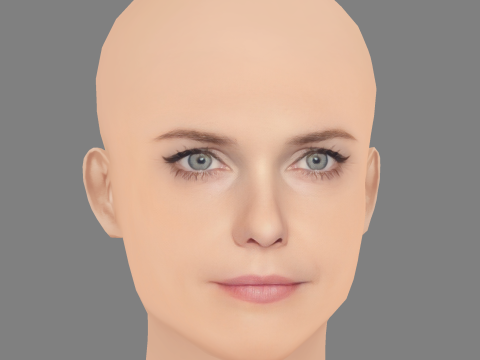 केरी रसेल हेड - नो हेयर - गेम के लिए लो पॉली हेड 3D मॉडल