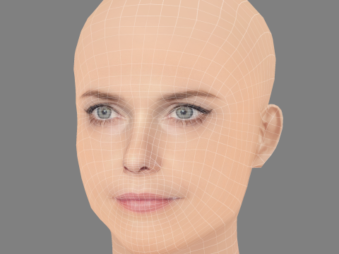 केरी रसेल हेड - नो हेयर - गेम के लिए लो पॉली हेड 3D मॉडल