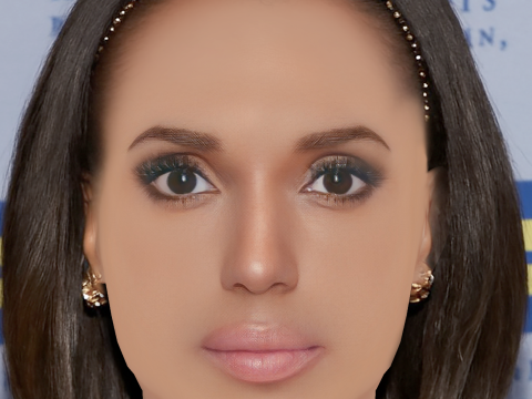 Kerry Washington Head - No Hair - Low poly head for game 3D Model