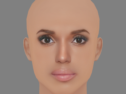 Kerry Washington Head – No Hair – Low-Poly-Kopf für das Spiel 3D Modell
