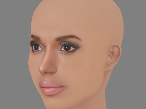 Kerry Washington Head – No Hair – Low-Poly-Kopf für das Spiel 3D Modell