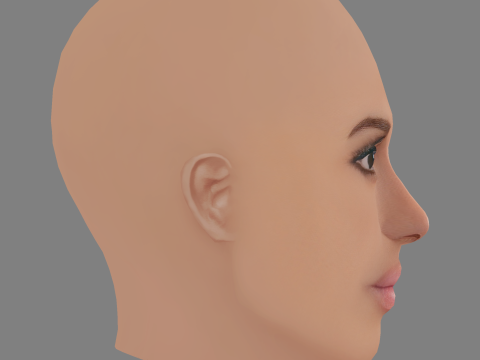 Kerry Washington Head – No Hair – Low-Poly-Kopf für das Spiel 3D Modell