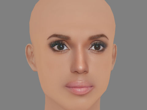 Kerry Washington Head – No Hair – Low-Poly-Kopf für das Spiel 3D Modell