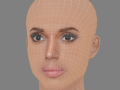 Kerry Washington Head – No Hair – Low-Poly-Kopf für das Spiel 3D Modell