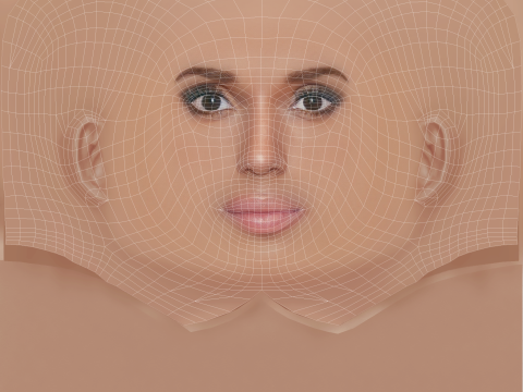 Kerry Washington Head – No Hair – Low-Poly-Kopf für das Spiel 3D Modell