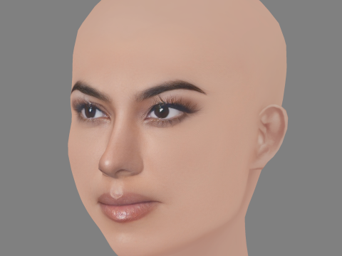 Kourtney Kardashian Head – No Hair – Low-Poly-Kopf für das Spiel 3D Modell