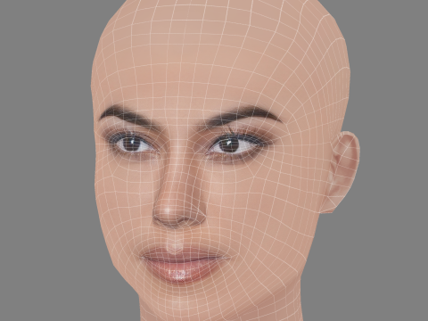 Kourtney Kardashian Head – No Hair – Low-Poly-Kopf für das Spiel 3D Modell