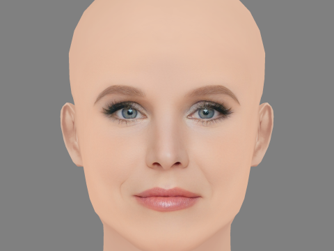 Голова Кристен Белл - Без волос - Низкополигональная голова для игры 3D Модель