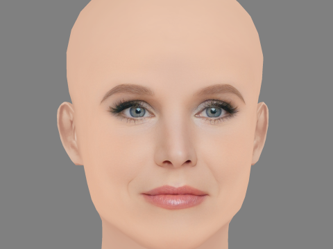 Голова Кристен Белл - Без волос - Низкополигональная голова для игры 3D Модель