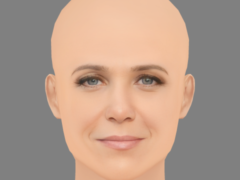 Голова Крістен Віг - без волосся - низькополігональна голова для гри 3D Модель