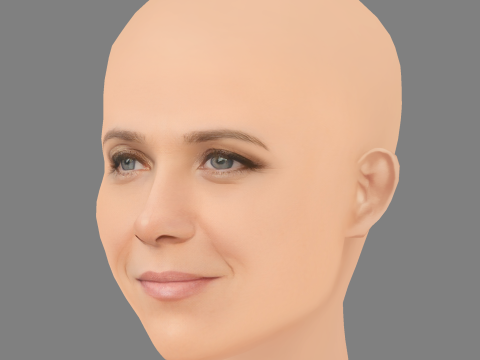 Голова Крістен Віг - без волосся - низькополігональна голова для гри 3D Модель