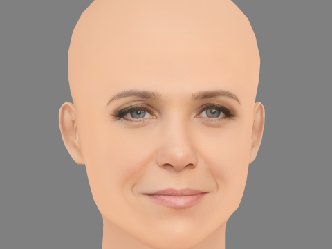 Голова Крістен Віг - без волосся - низькополігональна голова для гри 3D Модель