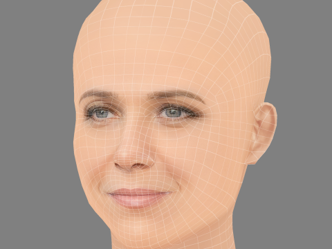 Голова Крістен Віг - без волосся - низькополігональна голова для гри 3D Модель