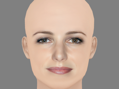 克里斯汀·戴维斯头 - 无头发 - 低聚游戏头 3D 模型