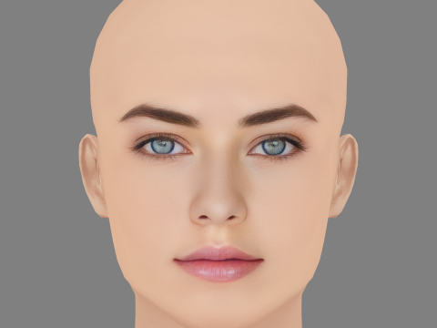Голова Крістіни Піменової - без волосся - голова з низьким полем для гри 3D Модель